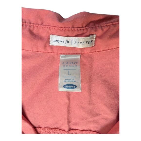 Vtg Y2K Old Navy Perfect Fit Stretch Sleeveless Button Up Blouse Coral Pink - Picture 5 of 6